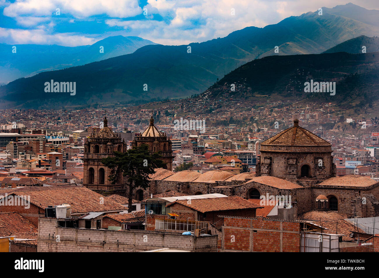 Cusco, Peru. 02nd May, 2019. View over the roofs of Cusco with view on Iglesia de San Pedro (St.Peter`s Church) Cusco was the capital of the Incas, today it is the capital of the region of the same name and lies in the center of the Andes highlands on 3400 meters above normal zero. Credit: Tino Plunert/dpa-Zentralbild/ZB/dpa/Alamy Live News Stock Photo